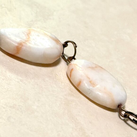 2/$20, Red Vein White Marble Bracelet, Large Genuine Gemstone + Copper Links - Picture 6 of 12